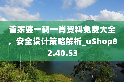 管家婆一碼一肖資料免費大全，安全設(shè)計策略解析_uShop82.40.53