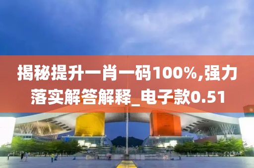 揭秘提升一肖一碼100%,強力落實解答解釋_電子款0.51