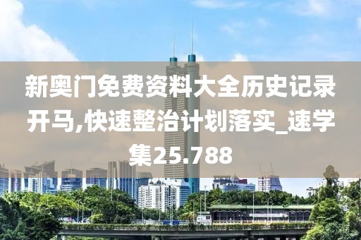 新奧門免費資料大全歷史記錄開馬,快速整治計劃落實_速學集25.788