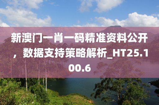 新澳門一肖一碼精準(zhǔn)資料公開，數(shù)據(jù)支持策略解析_HT25.100.6