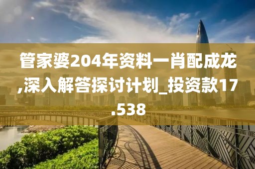 管家婆204年資料一肖配成龍,深入解答探討計(jì)劃_投資款17.538