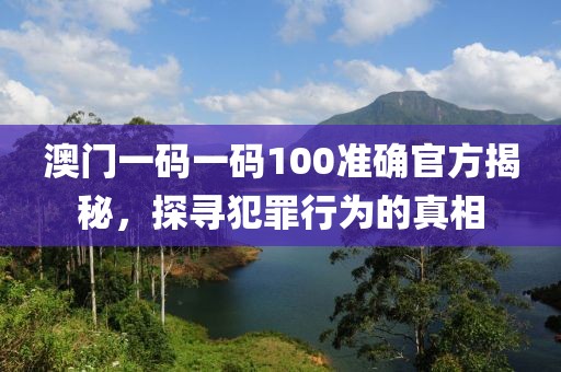 澳門一碼一碼100準(zhǔn)確官方揭秘，探尋犯罪行為的真相