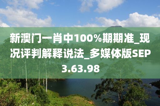 新澳門一肖中100%期期準(zhǔn)_現(xiàn)況評判解釋說法_多媒體版SEP3.63.98