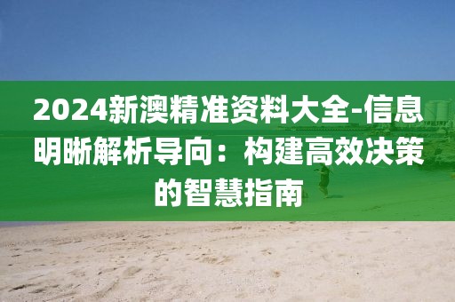 2024新澳精準(zhǔn)資料大全-信息明晰解析導(dǎo)向：構(gòu)建高效決策的智慧指南