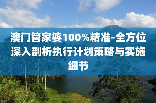 澳門管家婆100%精準(zhǔn)-全方位深入剖析執(zhí)行計(jì)劃策略與實(shí)施細(xì)節(jié)