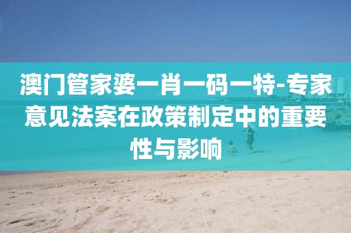 澳門管家婆一肖一碼一特-專家意見法案在政策制定中的重要性與影響