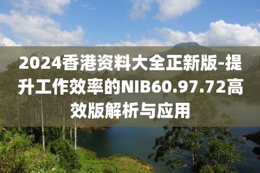 2024香港資料大全正新版-提升工作效率的NIB60.97.72高效版解析與應(yīng)用