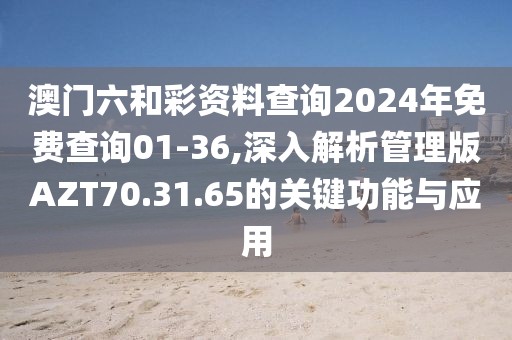 澳門六和彩資料查詢2024年免費(fèi)查詢01-36,深入解析管理版AZT70.31.65的關(guān)鍵功能與應(yīng)用