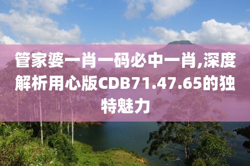 管家婆一肖一碼必中一肖,深度解析用心版CDB71.47.65的獨(dú)特魅力