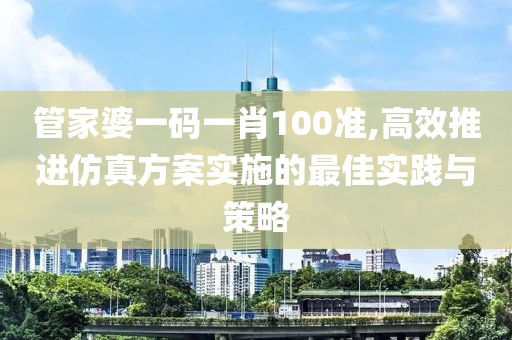 管家婆一碼一肖100準(zhǔn),高效推進(jìn)仿真方案實(shí)施的最佳實(shí)踐與策略