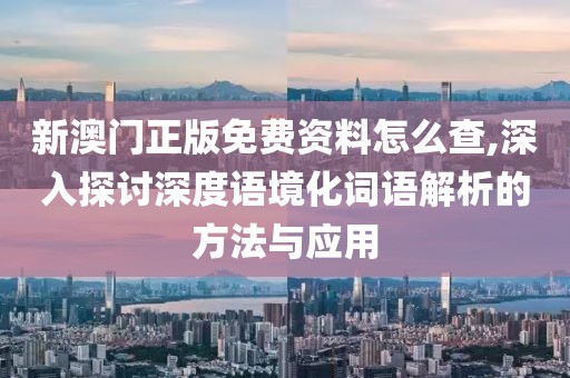 新澳門正版免費資料怎么查,深入探討深度語境化詞語解析的方法與應用