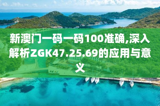 新澳門一碼一碼100準確,深入解析ZGK47.25.69的應(yīng)用與意義