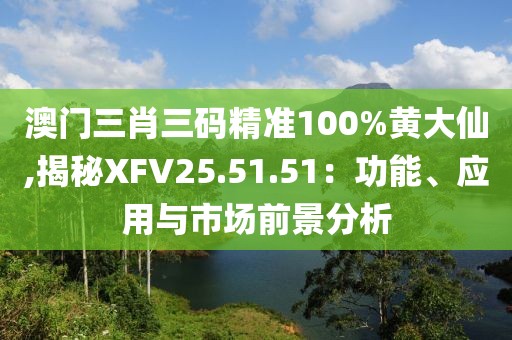 澳門三肖三碼精準100%黃大仙,揭秘XFV25.51.51：功能、應用與市場前景分析