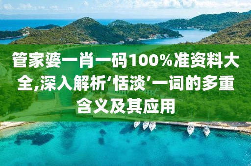 管家婆一肖一碼100%準(zhǔn)資料大全,深入解析‘恬淡’一詞的多重含義及其應(yīng)用