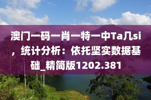 澳門一碼一肖一特一中Ta幾si，統(tǒng)計(jì)分析：依托堅(jiān)實(shí)數(shù)據(jù)基礎(chǔ)_精簡版1202.381