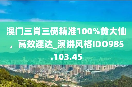 澳門三肖三碼精準100%黃大仙，高效速達_演講風格IDO985.103.45