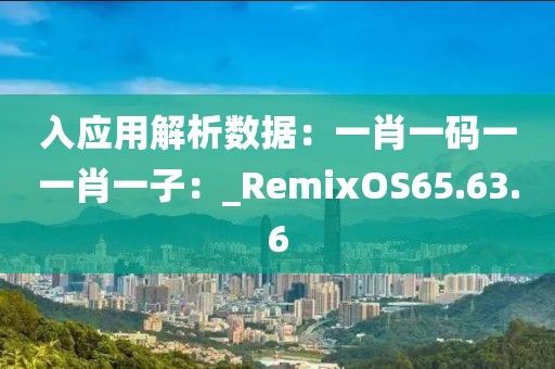 入應(yīng)用解析數(shù)據(jù)：一肖一碼一一肖一子：_RemixOS65.63.6