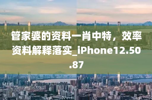 管家婆的資料一肖中特，效率資料解釋落實(shí)_iPhone12.50.87