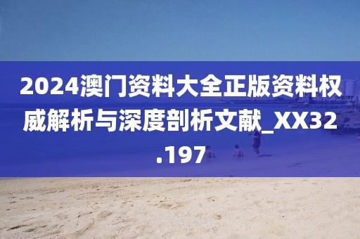 2024澳門資料大全正版資料權威解析與深度剖析文獻_XX32.197