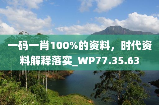 一碼一肖100%的資料，時代資料解釋落實_WP77.35.63